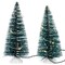 Northlight LED Lighted Frosted Mini Bottle Brush Pine Christmas Village Trees - 6" - Set of 2